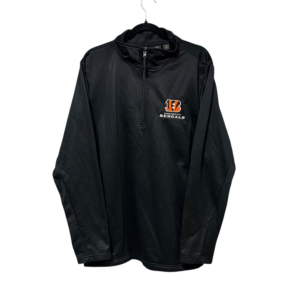 Dunbrooke Cincinnati Bengals NFL Mens Black Quarter Zip Pullover Large 3542